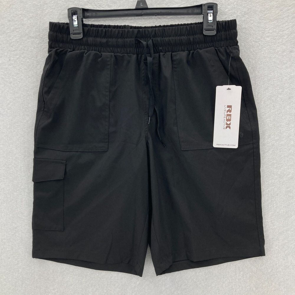 RBX Reebok Crossfit Womens Size M Black Stretch Fabric Shorts Utility Pocket NWT